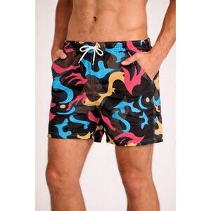 Mens Swim Trunks Small Abstract Print Board Shorts Drawstring NWT Beach